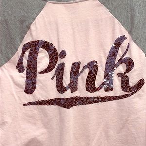 VS PINK sequin quarter sleeve tee